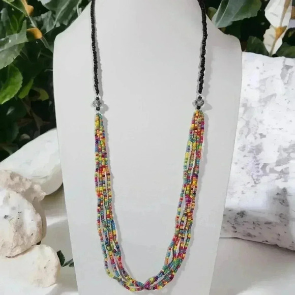 🆕️Handmad Boho Chic Rainbow Beaded Necklace 🌿 | Multicolor Festival Vibes 🌈 - Picture 4 of 12
